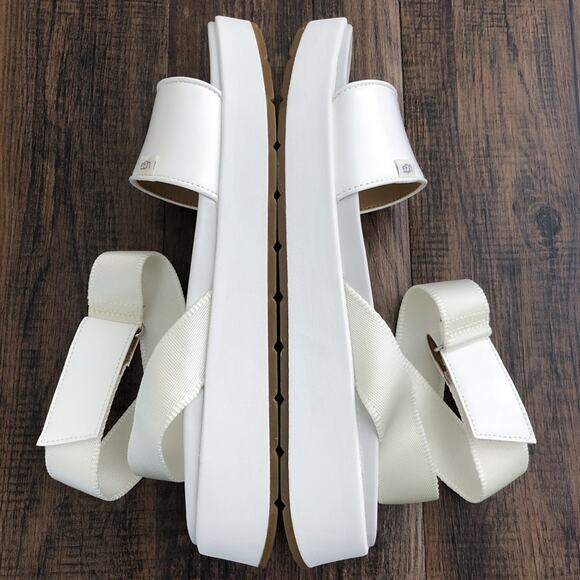 UGG Platform Sandal Ankle Wrap Square Toe Chunky Strappy Lennox Size 11 White - Picture 5 of 13